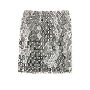 Rabanne Women Silver Metal Knit Mini Skirt